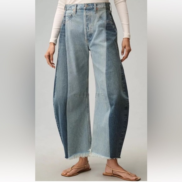 Free People Citizens Of Humanity Pieced Horseshoe Jeans Pieced Denim Fracture - Picture 2 of 8